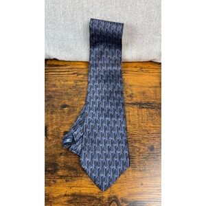 Vintage Milano Uomo Blue Abstract Print Men's Silk Tie Made In USA 90s